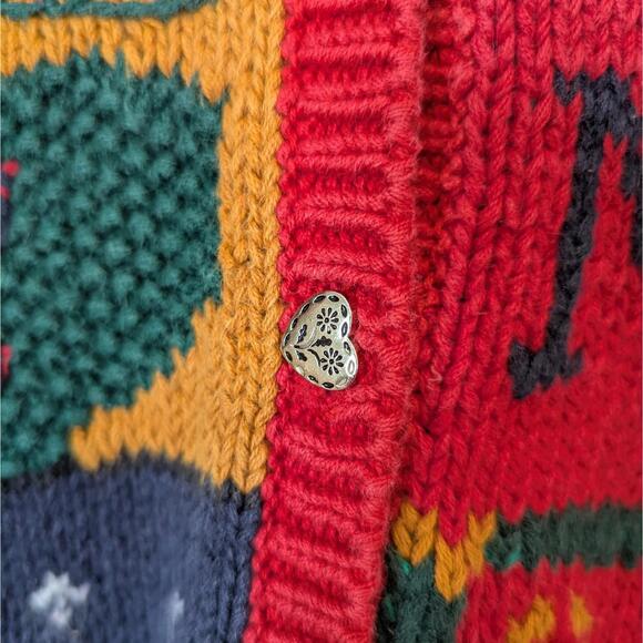 Vintage 90s Casual Corner chunky knit holiday Christmas Noel cardigan - Picture 4 of 7